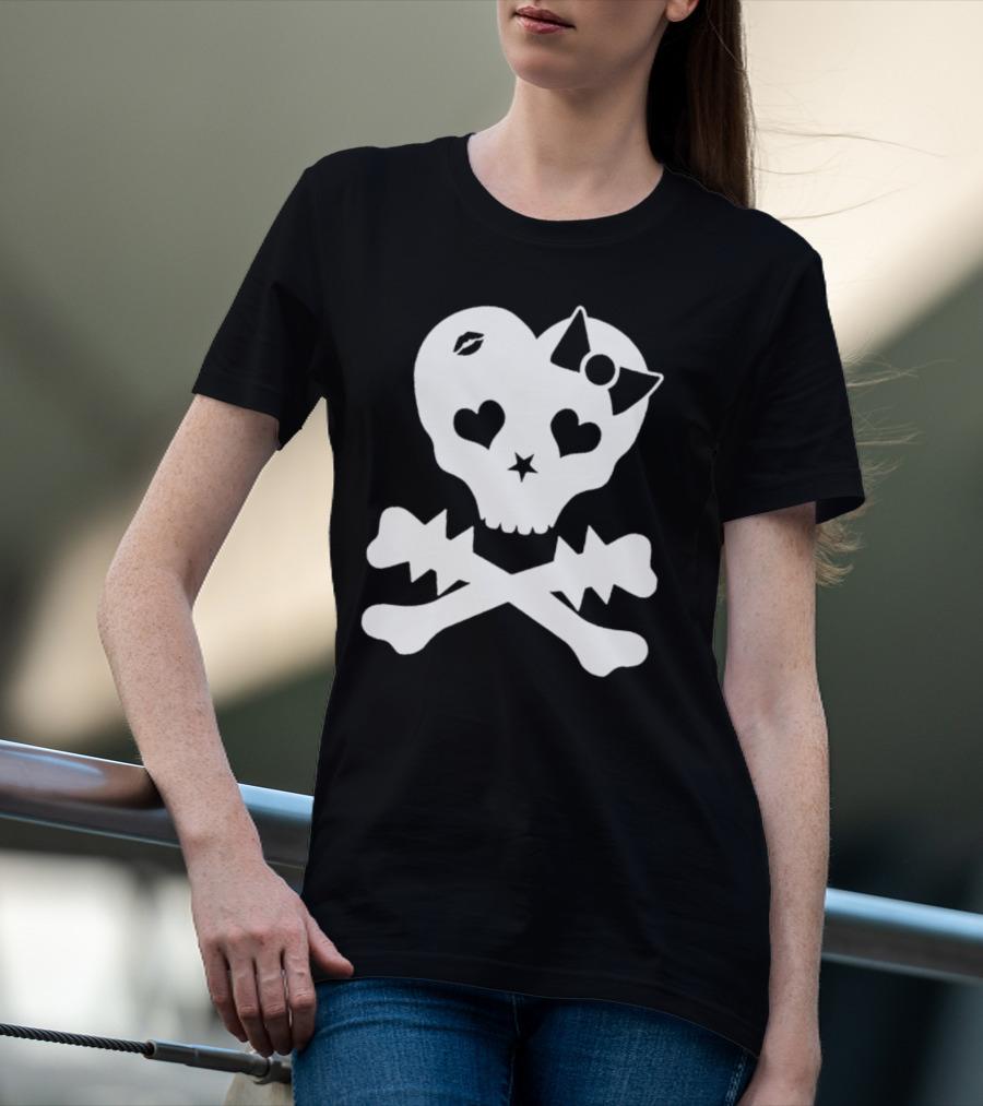 Punx N Kisses Twilight Skull Heart Bow Crossbones T-Shirt