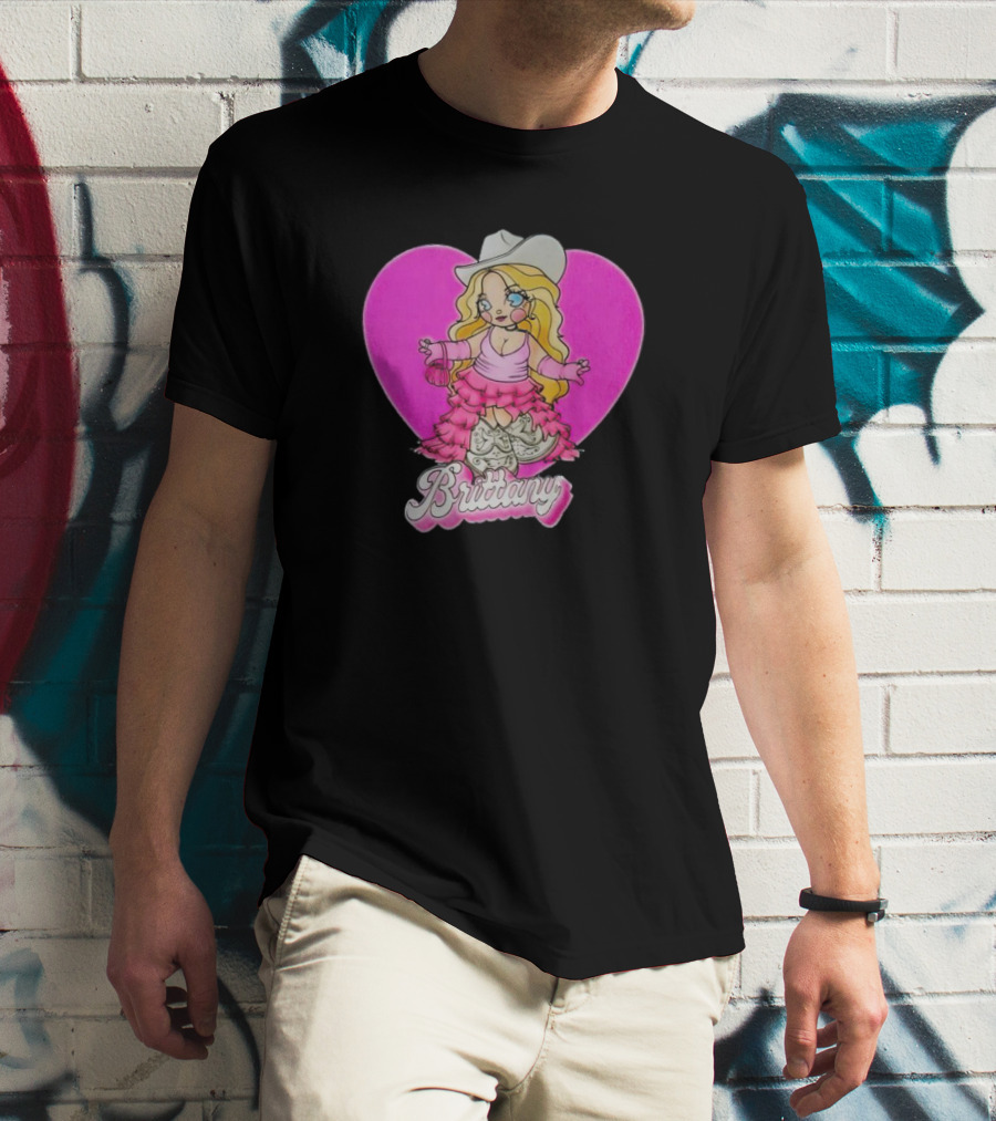 Brittany Cowgirl Cartoon Pink Heart Fashion T-Shirt