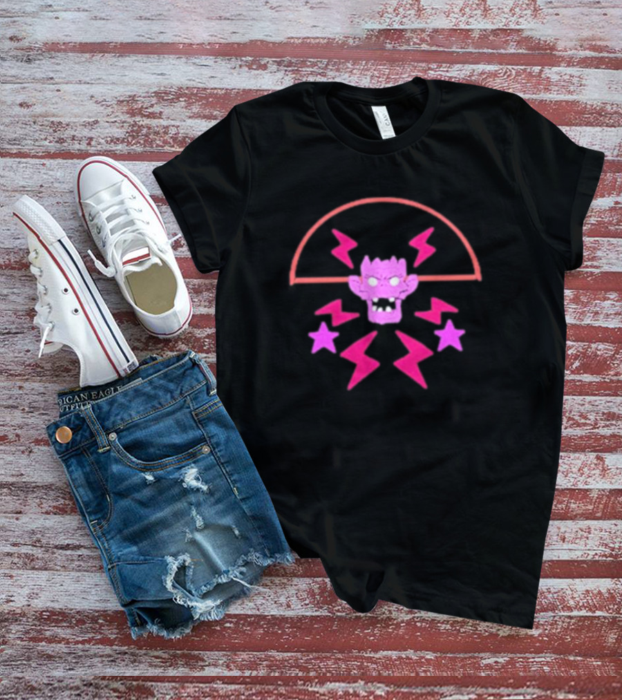 Gorillaz The Last Cult Pink Demon With Lightning Bolts And Stars T-Shirt