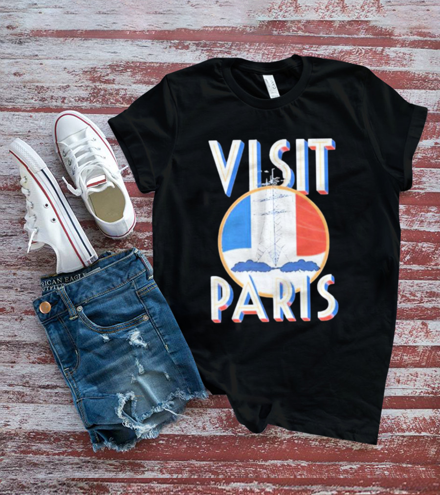Visit Paris Eiffel Tower French Flag T-Shirt