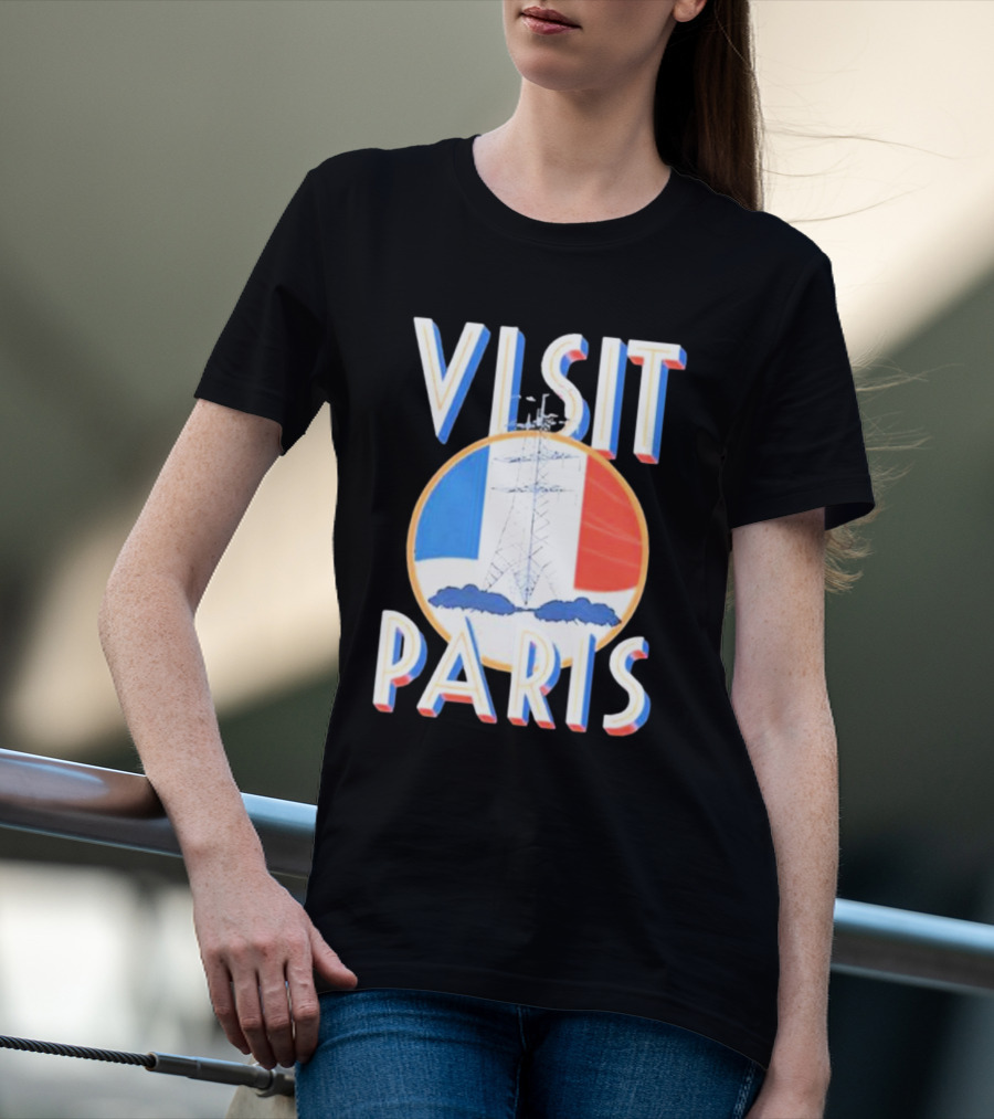 Visit Paris Eiffel Tower French Flag T-Shirt