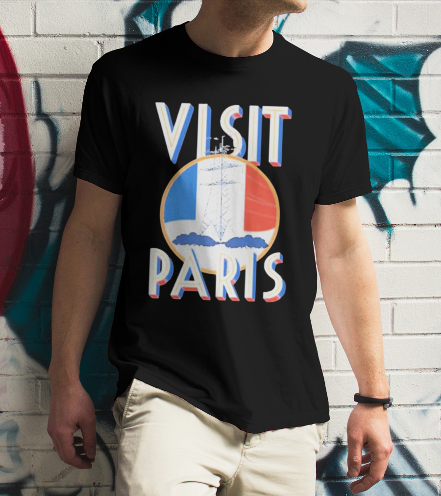 Visit Paris Eiffel Tower French Flag T-Shirt