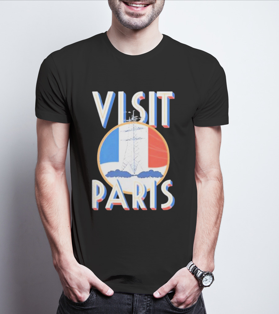 Visit Paris Eiffel Tower French Flag T-Shirt