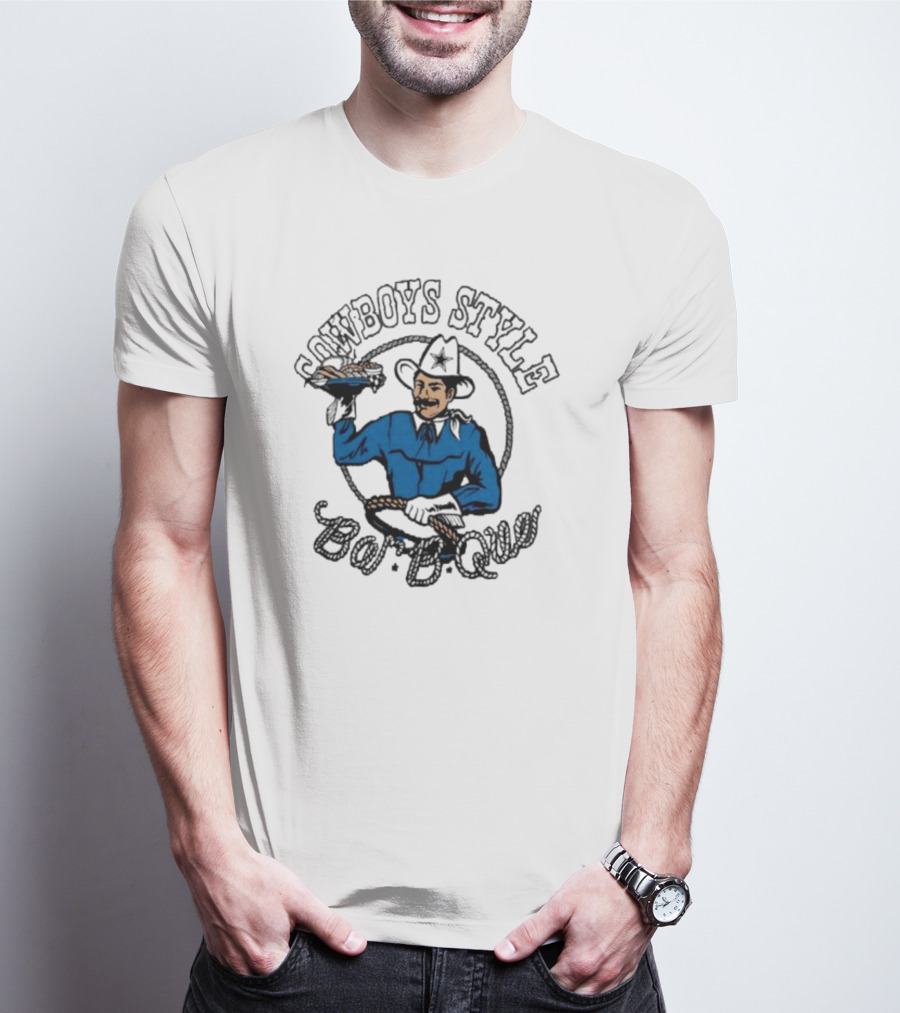 Cowboys Style Bar-B-Que Homage Royal Dallas Cowboys NFL X Guy Fieri’s Flavortown Tri-Blend T-Shirt