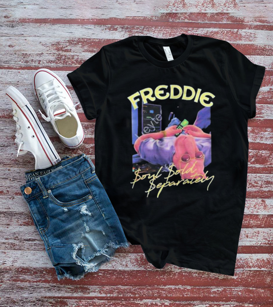 Freddie Soul Sold Separately Retro Style With Relaxed Figure Holding Phone T-Shirt