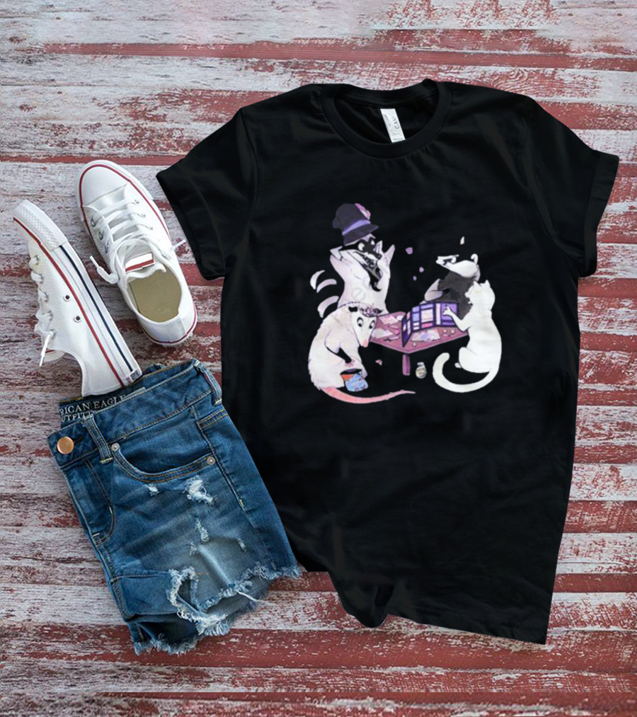Game Night Raccoon Mouse Cat Tabletop Adventure T-Shirt
