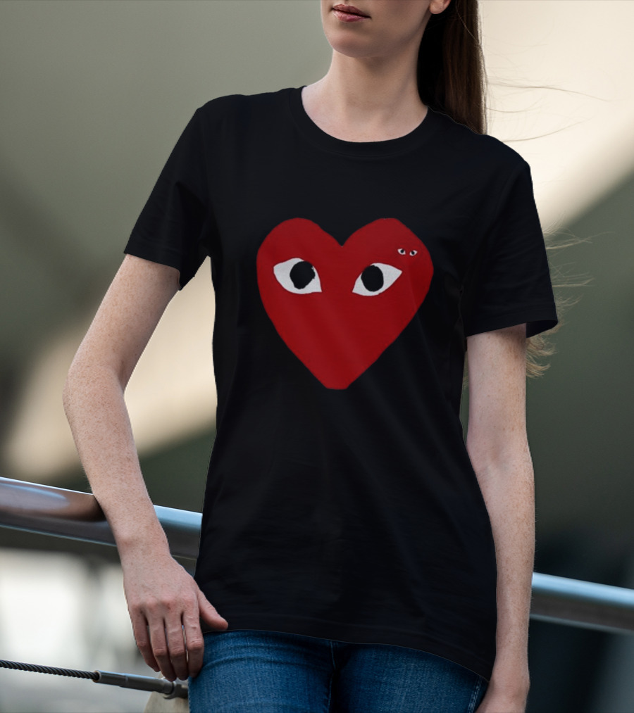 Cdg Comme Des Garcons Play Red Heart Emblem With Eyes T-Shirt