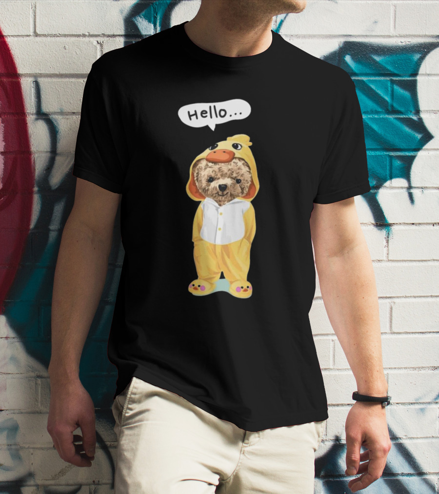 Bear Hello Duck Costume Curious Expression T-Shirt