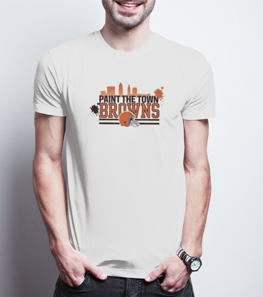 Paint The Town Cleveland Browns Football Browns Helmet Skyline T-Shirt