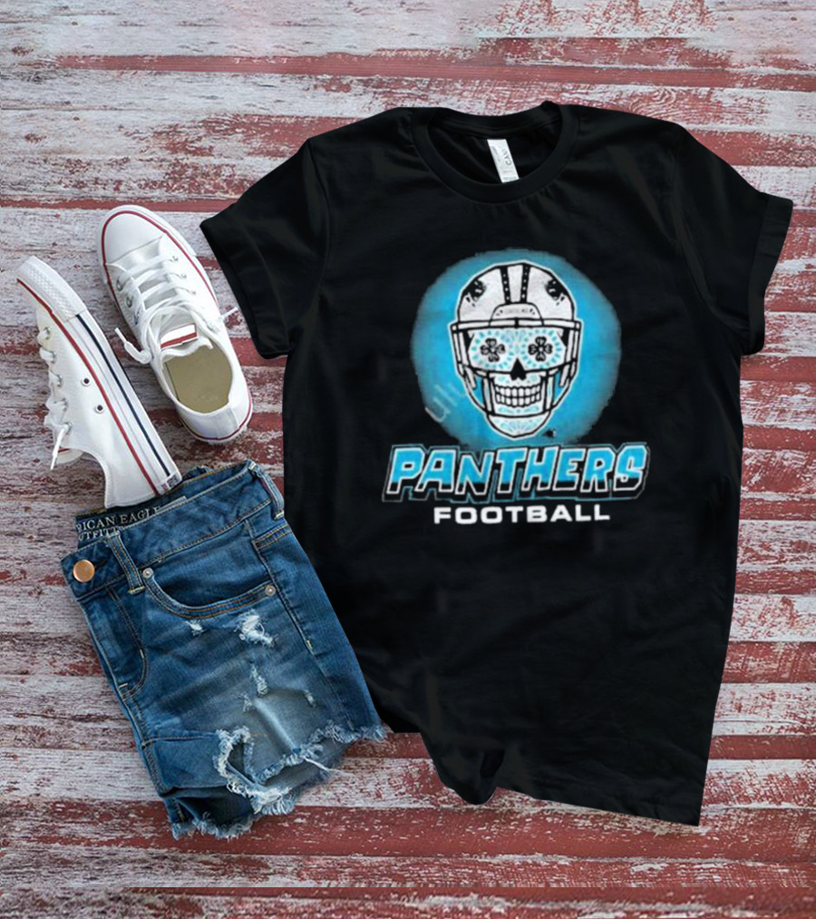 Panthers Football Skull Helmet T-Shirt