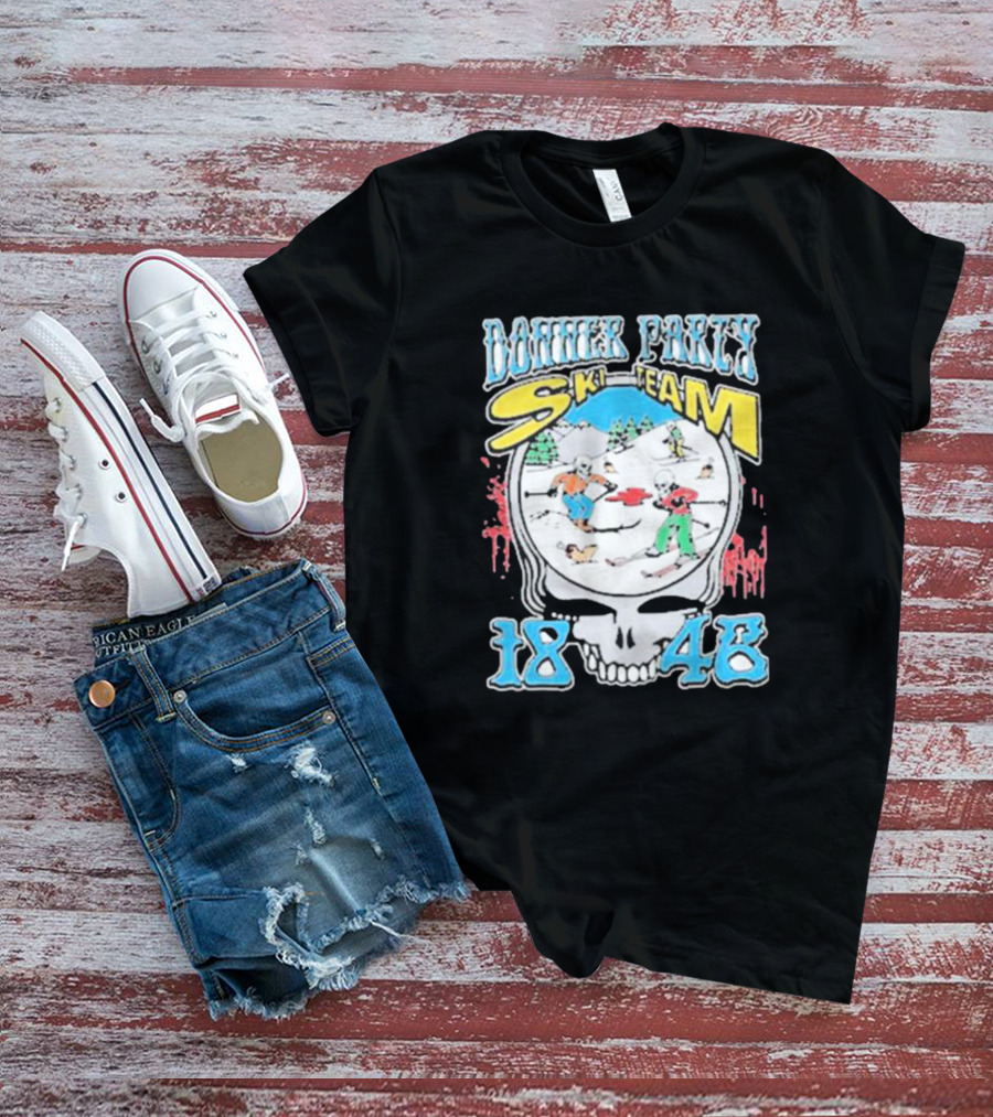 Donner Party Ski Team 1846 Skull Skiers Retro T-Shirt
