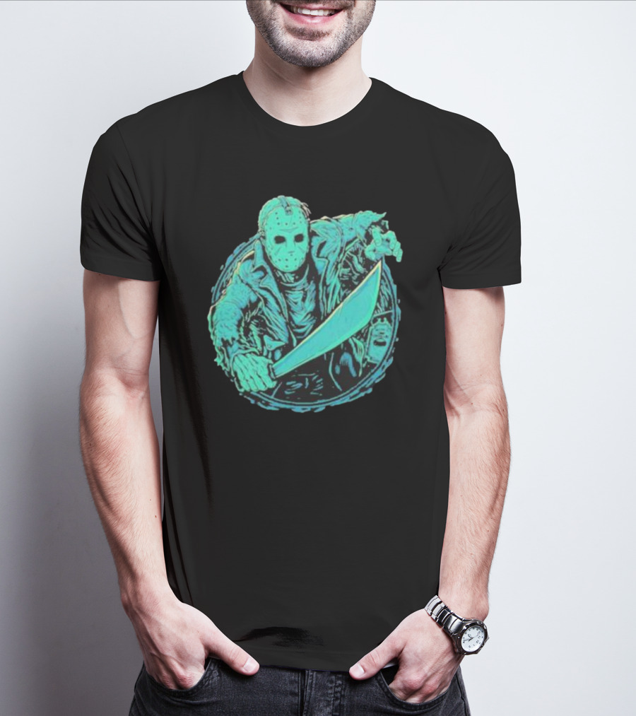 Crystal Lake Slasher Jason Masked Machete Horror T-Shirt