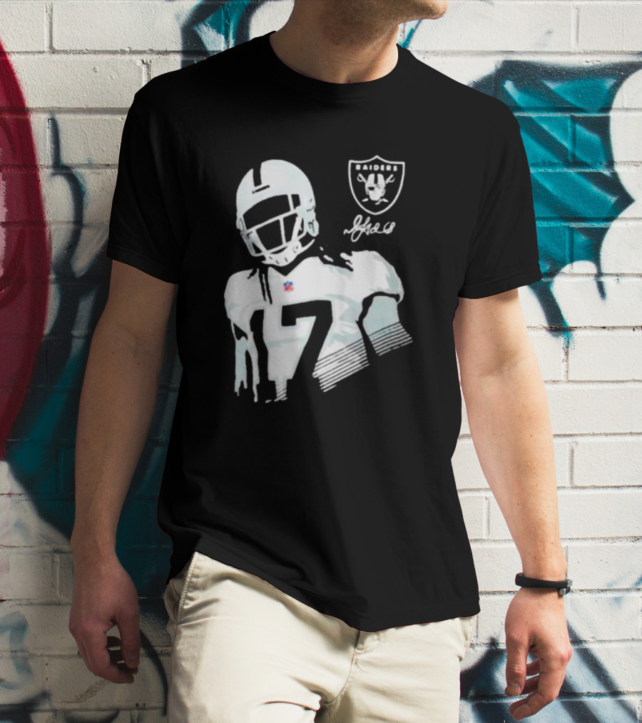 Las Vegas Raiders Davante Adams Black Player Raiders Logo Signature T-Shirt