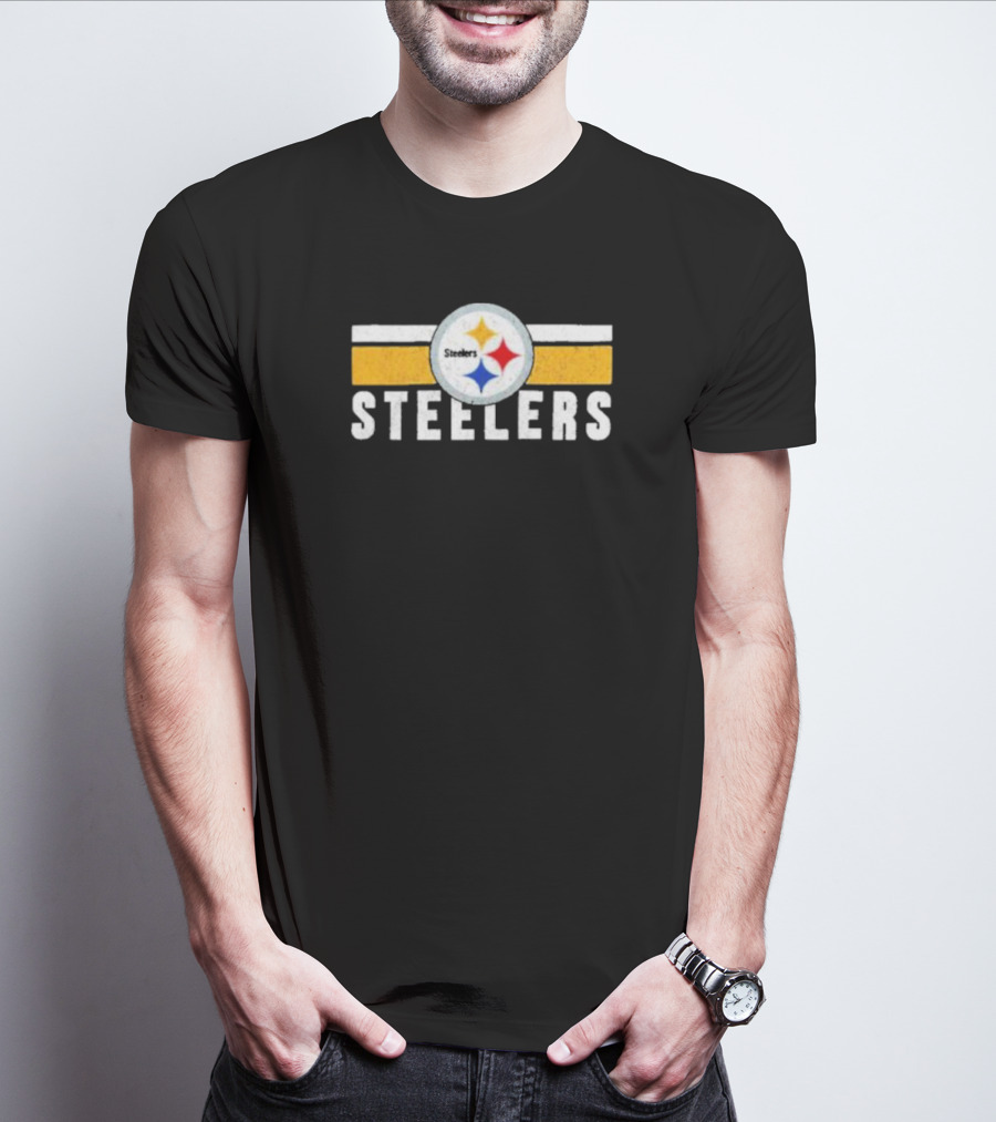 Pittsburgh Steelers Logo Stripes NFL Team Steelers T-Shirt