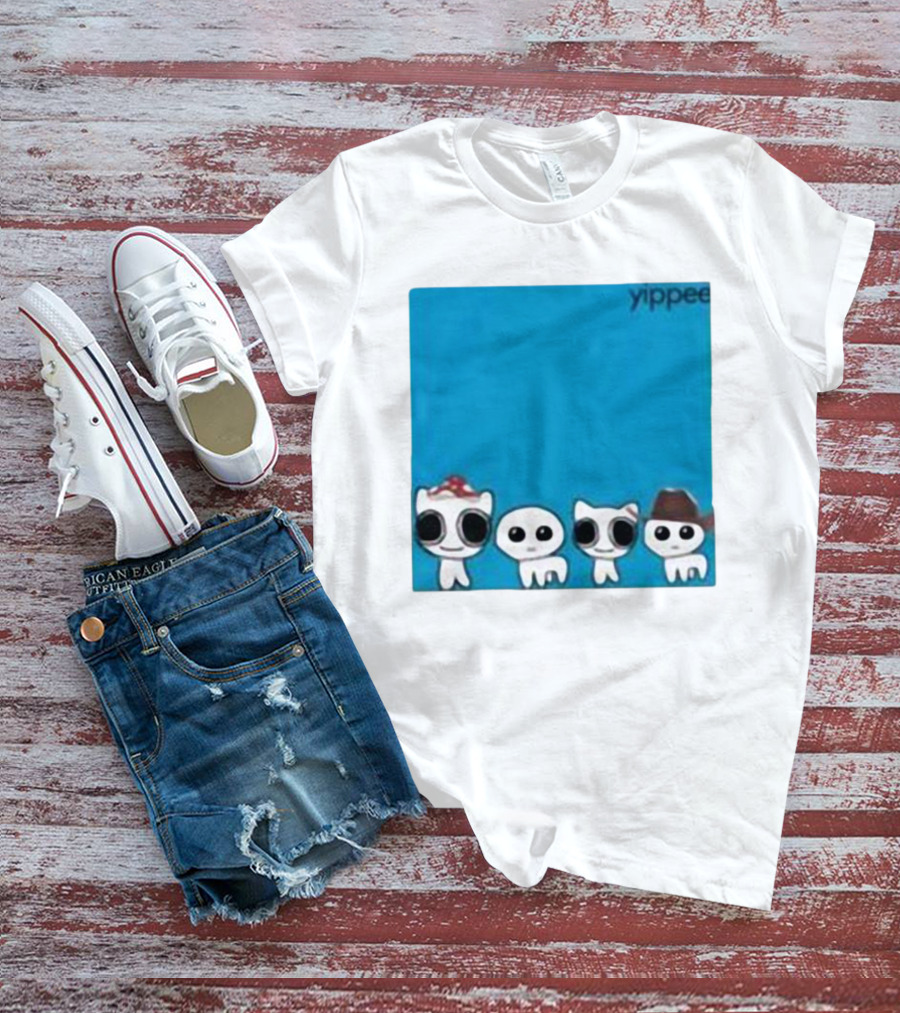 Yippee Cute Cartoon Cats Wearing Hats X Weezer Cringey T-Shirt