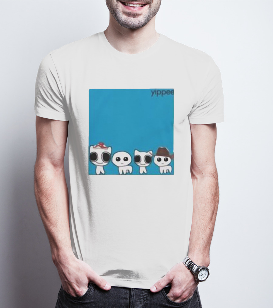 Yippee Cute Cartoon Cats Wearing Hats X Weezer Cringey T-Shirt