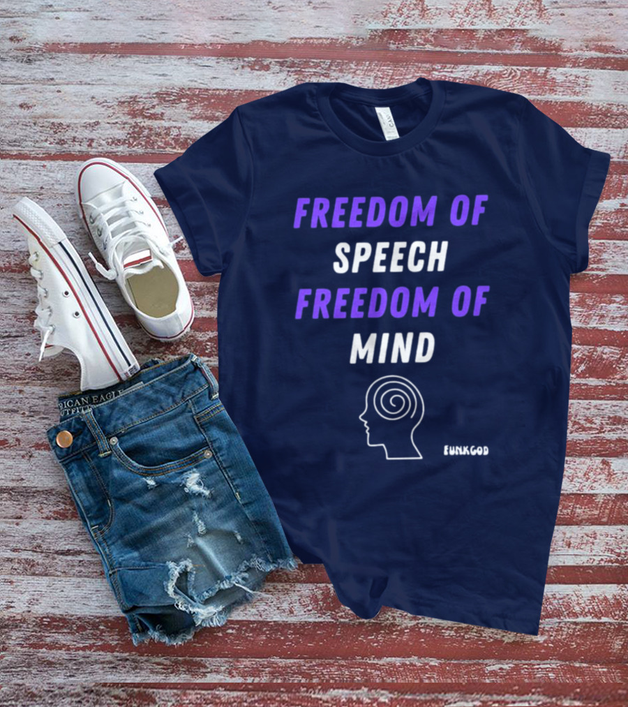 FUNKGOD Freedom Of Speech Freedom Of Mind Head Outline Spiral T-Shirt