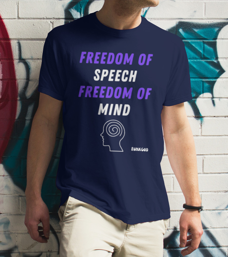 FUNKGOD Freedom Of Speech Freedom Of Mind Head Outline Spiral T-Shirt