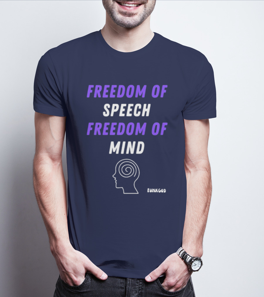 FUNKGOD Freedom Of Speech Freedom Of Mind Head Outline Spiral T-Shirt