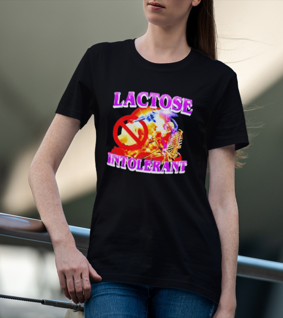 Lactose Intolerant Explosion Skeleton No T-Shirt