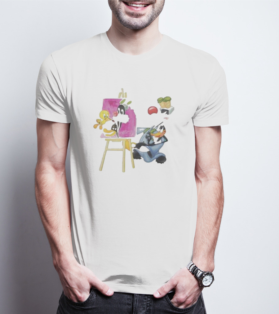 Looney Tunes Tweety Bird Painting Sylvester Daffy Duck Involved T-Shirt