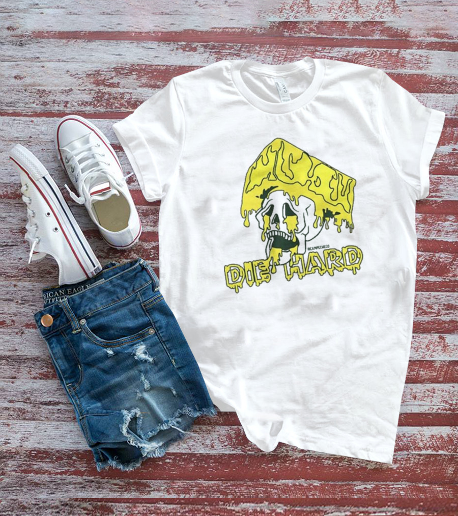 Cheesehead Skull Dripping With Die Hard T-Shirt