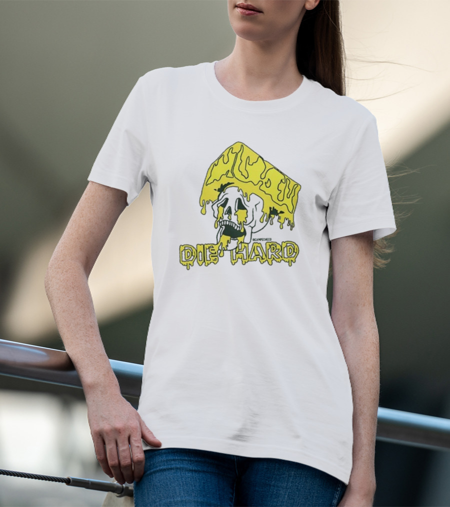 Cheesehead Skull Dripping With Die Hard T-Shirt