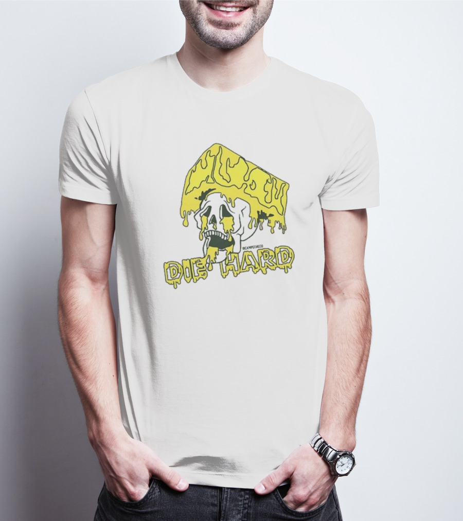 Cheesehead Skull Dripping With Die Hard T-Shirt