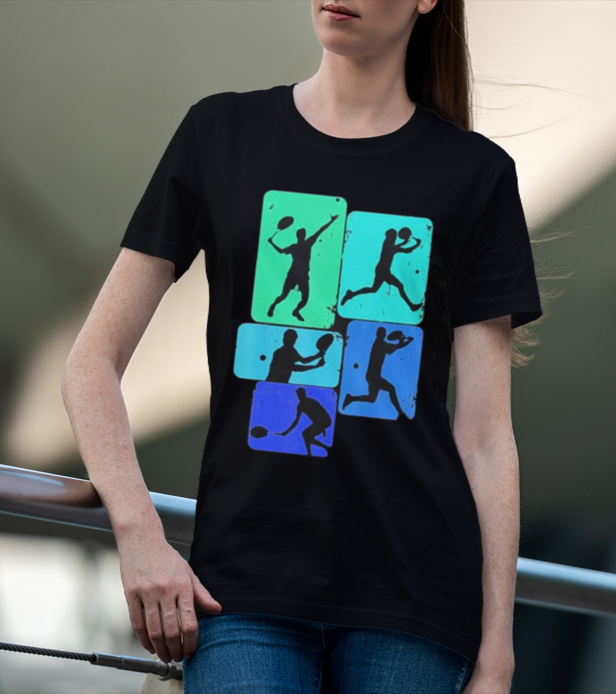Tennis Player Youth Men Silhouettes In Motion T-Shirt