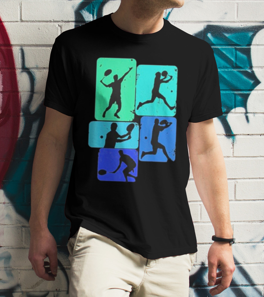 Tennis Player Youth Men Silhouettes In Motion T-Shirt