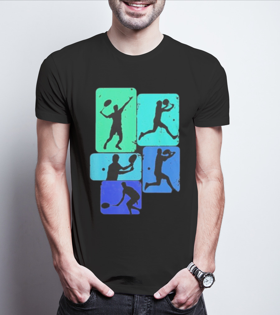 Tennis Player Youth Men Silhouettes In Motion T-Shirt