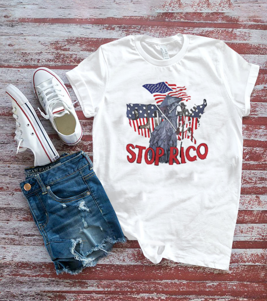 Drake Stop Rico American Flag Grim Reaper T-Shirt