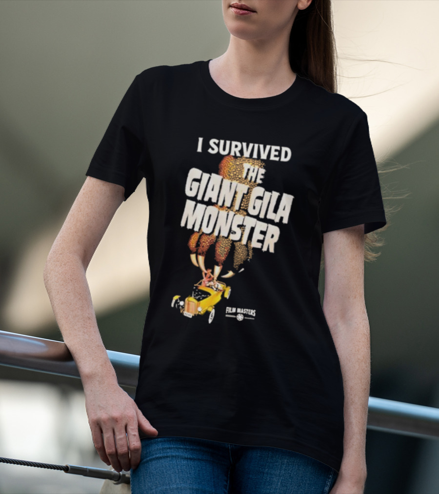 I Survived The Giant Gila Monster Film Masters Vintage Car Scene T-Shirt