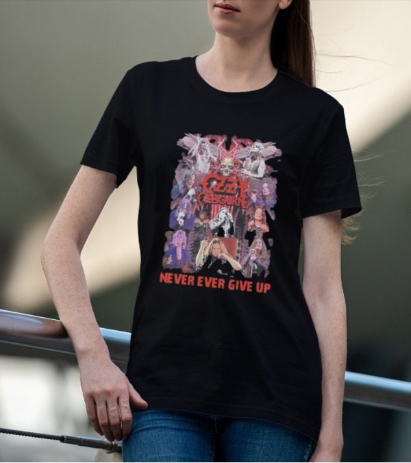 Ozzy Osbourne Never Ever Give Up Skull And Live Performances Collage T-Shirt
