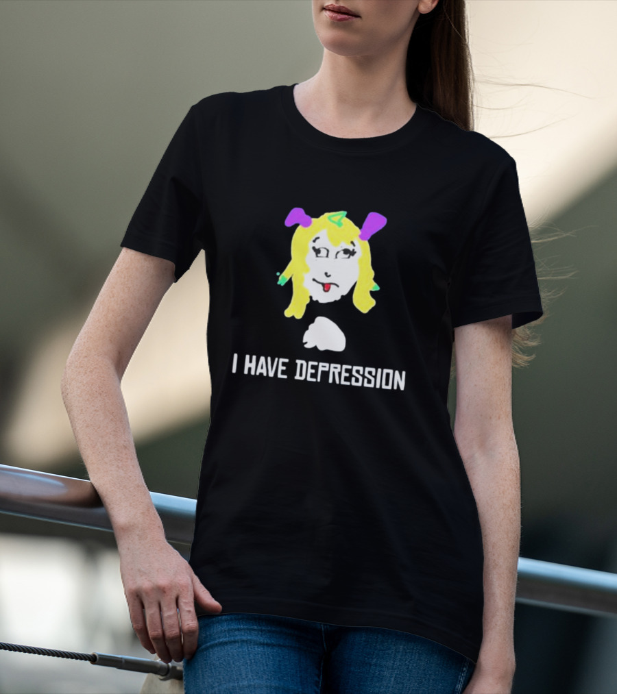 I Have Depression Palouette Blonde Cartoon Face T-Shirt