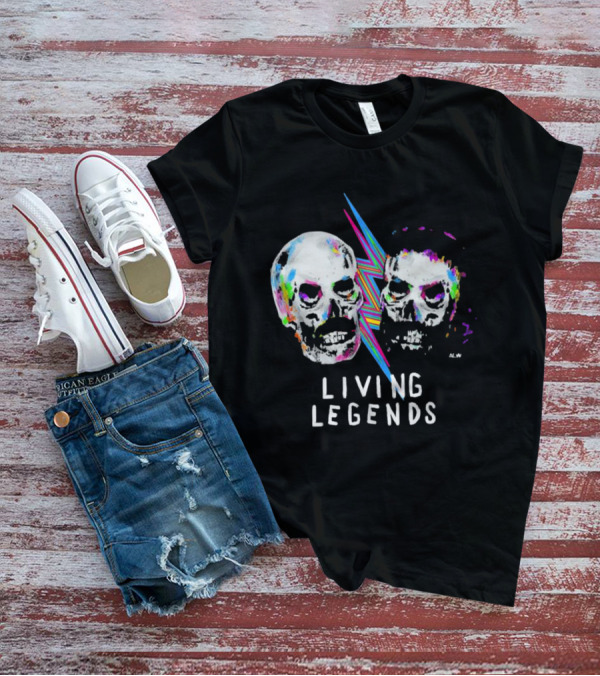Living Legends Vibrant Skulls Art With Multicolor Lightning Bolt T-Shirt