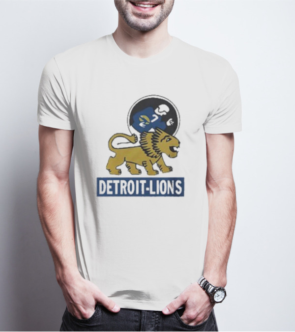 Detroit Lions Retro Style Lion Emblem T-Shirt