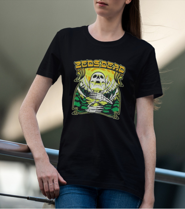 Zeds Dead Skull Rizing With Mountain And Sunset T-Shirt