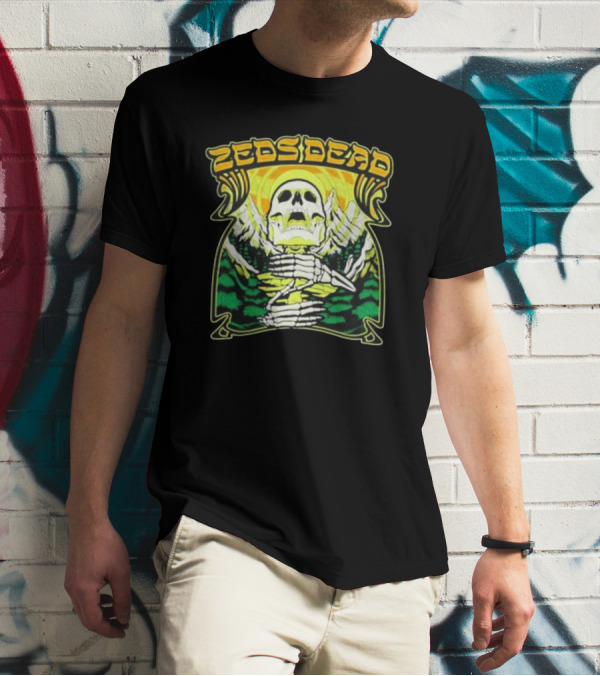 Zeds Dead Skull Rizing With Mountain And Sunset T-Shirt