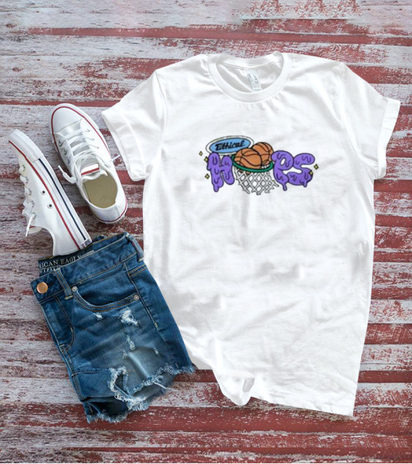 Ethical Hoops Basketball Net With Purple Dripping Letters T-Shirt