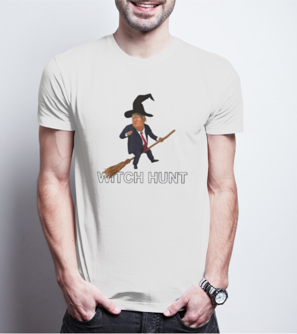 Witch Hunt Trump On Broom Trick Or Treat Halloween T-Shirt