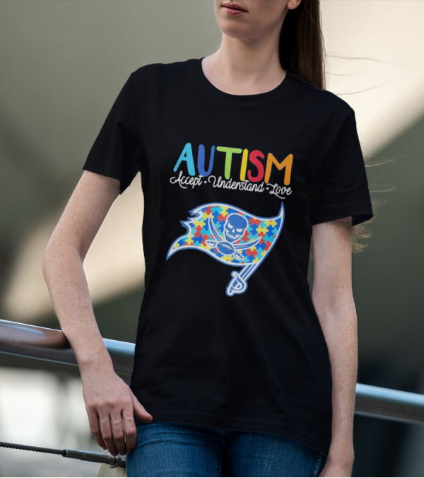 Tampa Bay Buccaneers Autism Awareness Accept Understand Love NFL Puzzle Flag T-Shirt