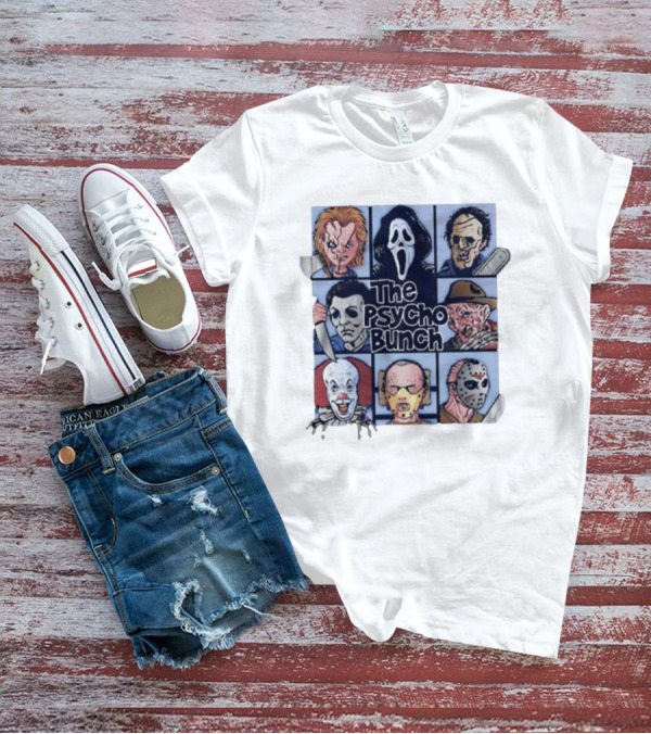 The Psycho Bunch Horror Movie Characters Collage T-Shirt