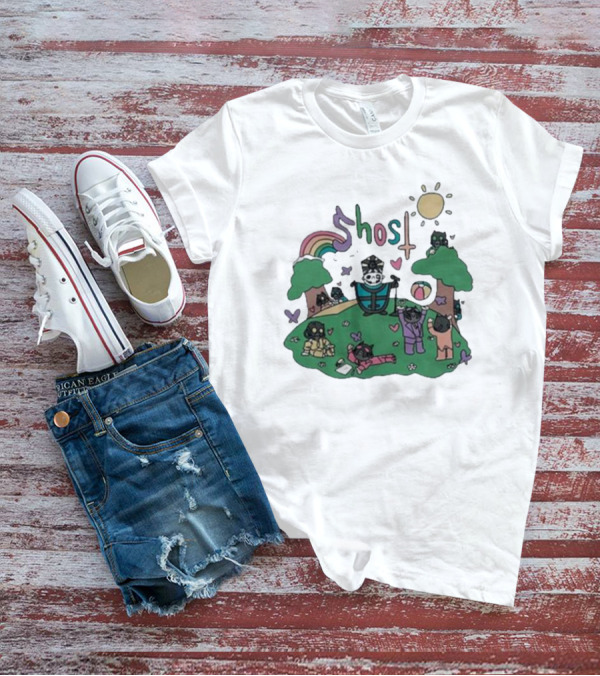 Ghost Cardinal Copia Playground Fun With Cats And Rainbows T-Shirt