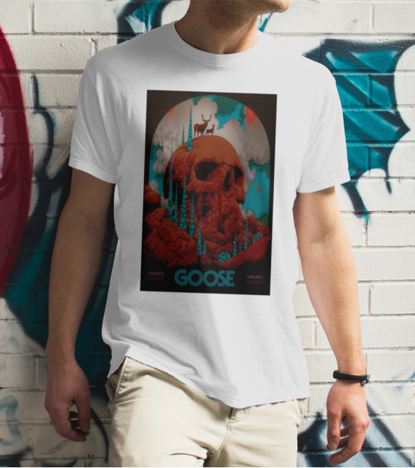 Goose 10.05.2023 10.06.2023 Skull Blue Red Clouds Deer T-Shirt
