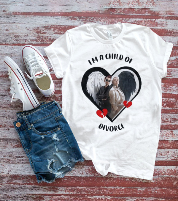 Crowley And Aziraphale I'm A Child Of Divorce Heart Wings T-Shirt