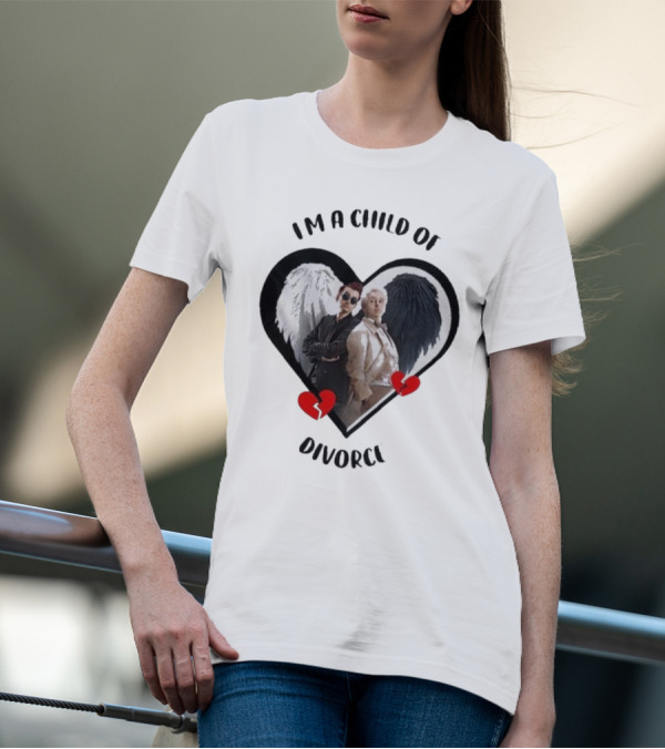 Crowley And Aziraphale I'm A Child Of Divorce Heart Wings T-Shirt