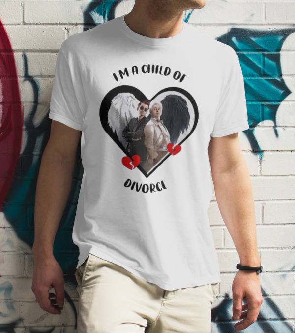 Crowley And Aziraphale I'm A Child Of Divorce Heart Wings T-Shirt