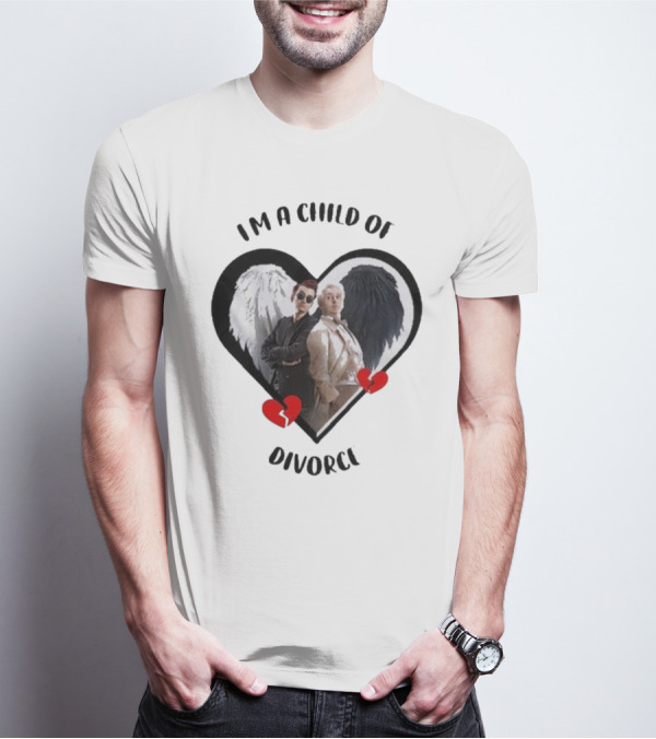 Crowley And Aziraphale I'm A Child Of Divorce Heart Wings T-Shirt