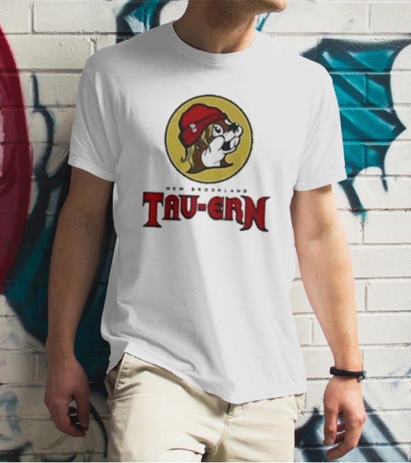 New Brookland Tavern Tau-ern Buc-Ees Logo Red Beanie Dog T-Shirt